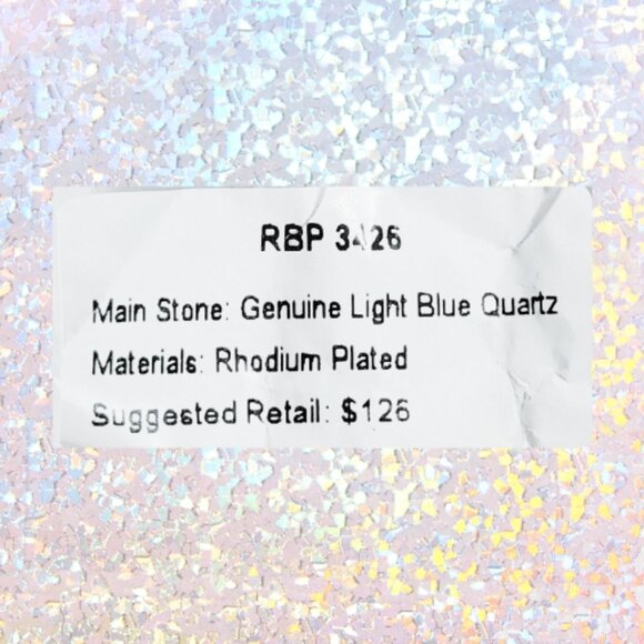 BP Genuine Light Blue Quartz Ring - Rhodium Plating (Size 6) - Picture 6 of 7